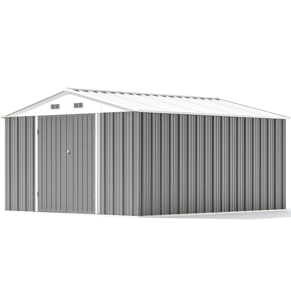 Patiowell 10 x 12 FT Metal Storage Shed for Outdoor, Steel Yard Shed with Design of Lockable Doors, Utility and Tool Storage for Garden, Backyard, Patio, Outside use, Gray Patiowell