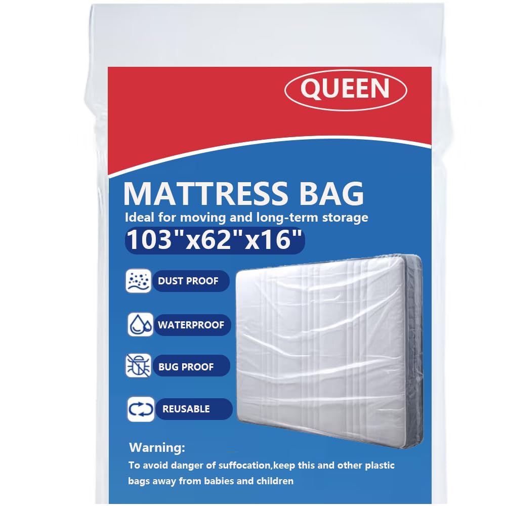 Plastic Mattress Bag for Moving Storage, Mattress Protector Cover ,Mattress Bag for Disposal (Queen) SANEMBER