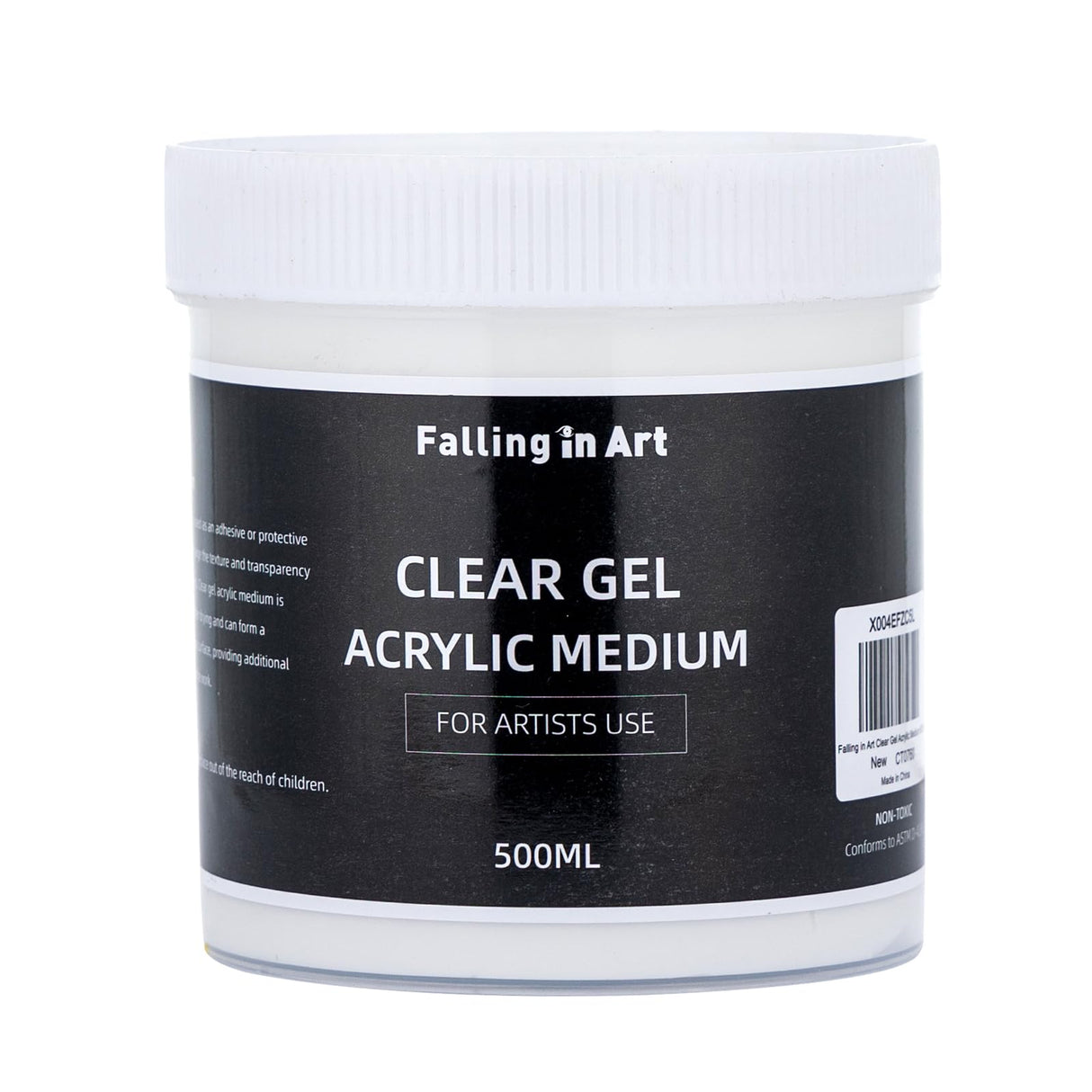 Falling in Art Clear Gel Acrylic Medium, 500ML/16.9Oz Gloss Gel Medium for Acrylic Paint, Ideal for Texture, Layering,and Extending Paint Falling in Art