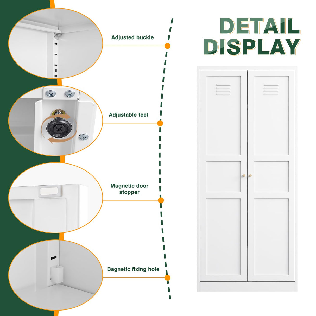 Letaya White Storage Cabinet with Adjustable Shelves-Metal Home Kitchen Pantry Cabinets with Doors,Organization Locker for Cupboard/Bedroom/Dining/Living/Bathroom/Office/Garage Room Letaya