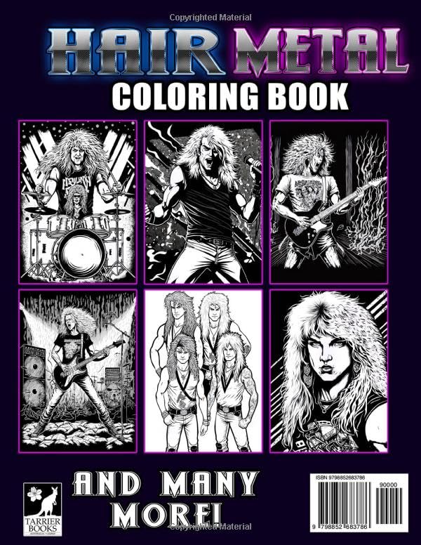 Hair Metal Coloring Book: Relive the 80s and 90s with these rocking illustrations. WoodArtSupply