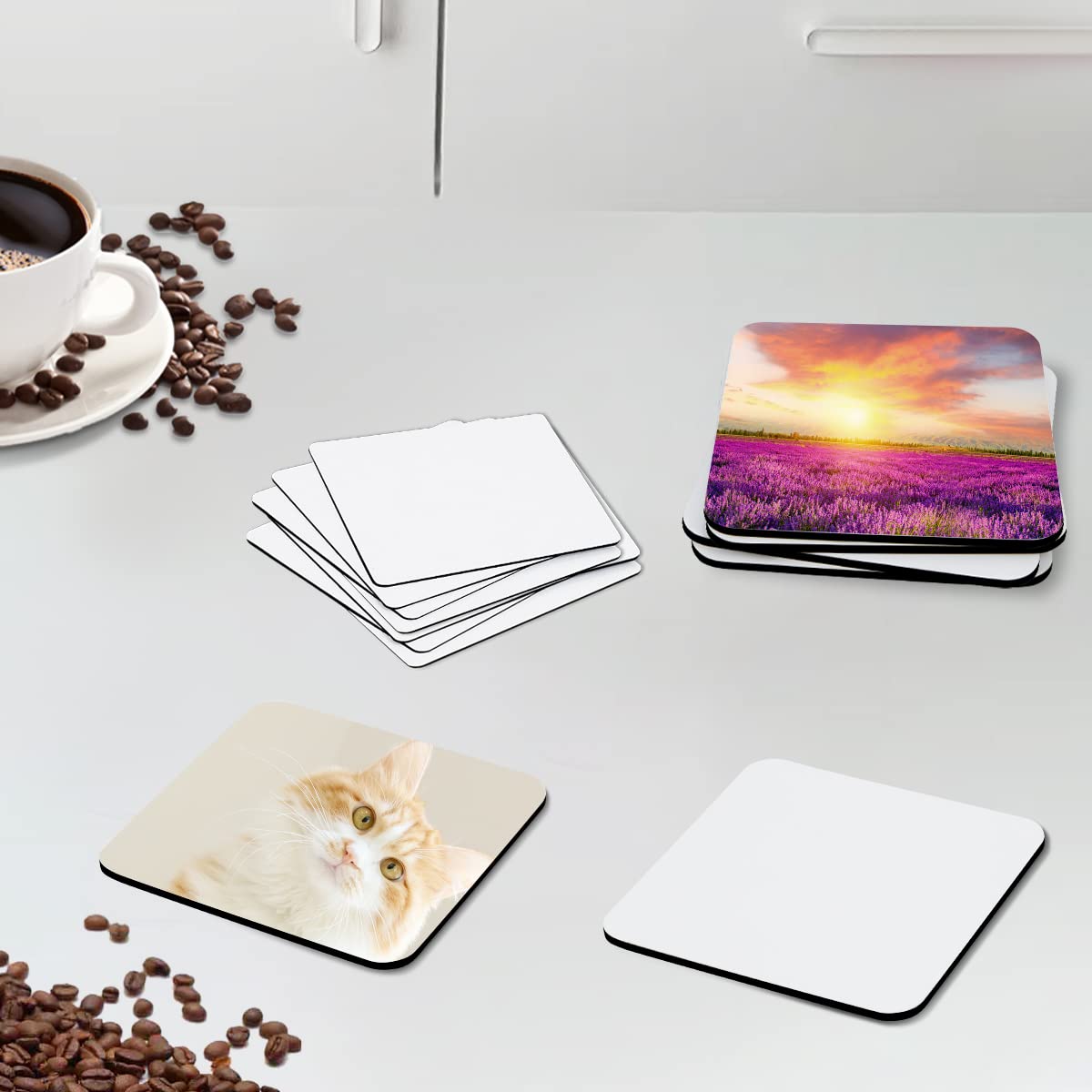 KLAQQED 4x4inches Sublimation Magnet Blanks Fridge Refrigerator Magnets Customized MDF Sublimation Blanks for Calendar DIY Decorative Square Large Sublimation Coaster Blank Bulks Products Wholesale KLAQQED