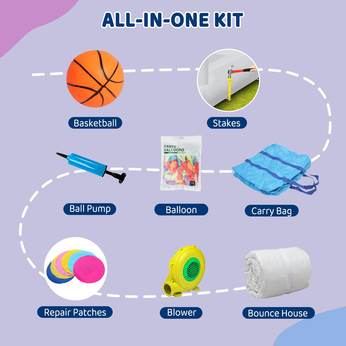 (2025 New) JOYMOR Giant Bounce House (13x10x8FT) w/Balloons for Outdoor Party, White Bounce House with Ball Pit for Kids, Including Blower, Portable Bag, 30s Set-up (Wedding) JOYMOR