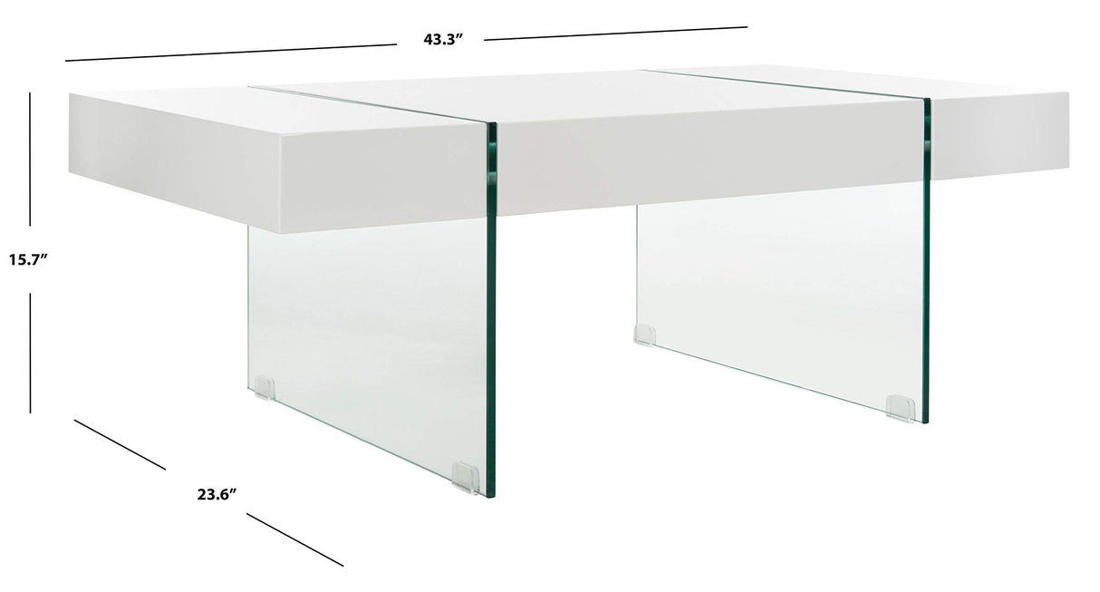 Safavieh Home Jacob White and Glass Leg Coffee Table Safavieh