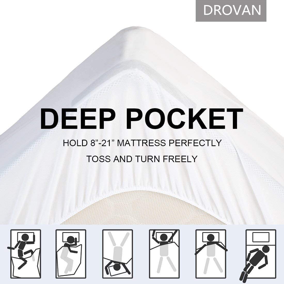 DROVAN Mattress Pad Full Size - Extra Thick Mattress Cover - Pillow Top Deep Pocket with Breathable 7D Spiral Fiber Filling Cooling Mattress Topper DROVAN
