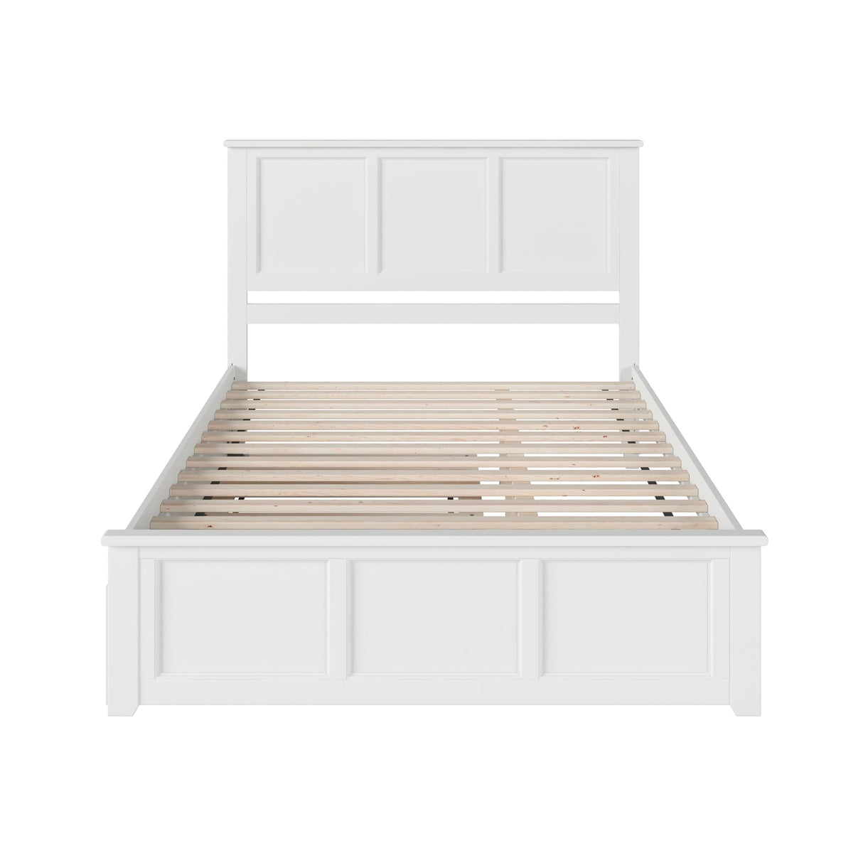 AFI, Madison Queen Platform Bed with Matching Footboard, Twin XL Trundle, and Attachable USB Charger, White AFI