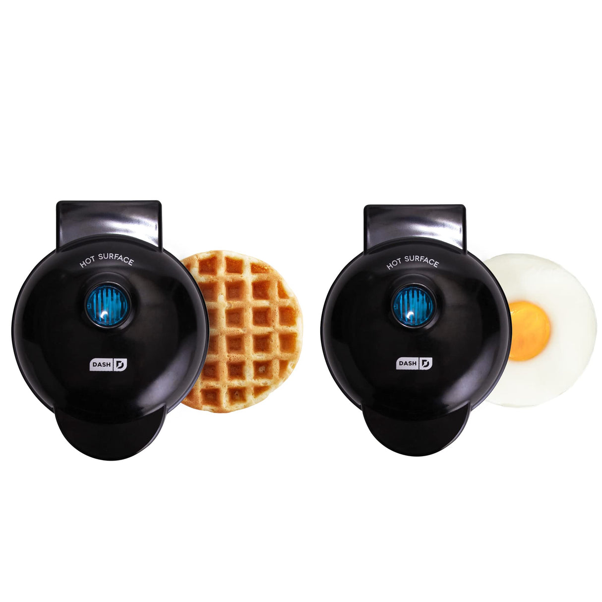 DASH Mini Maker Waffle Maker + Griddle, 2-Pack Griddle + Waffle Iron - Black DASH