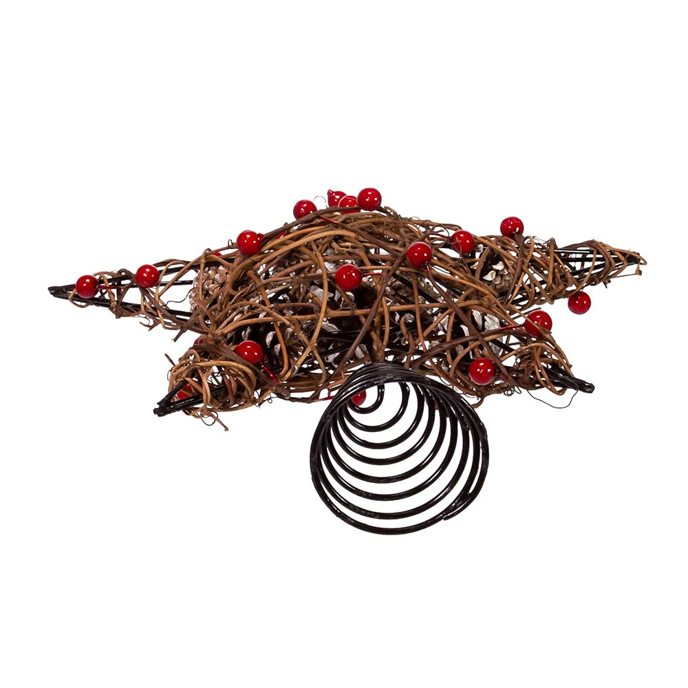 Kurt S. Adler 12-Inch Natural Brown Star Treetop with Berries Tree Topper, Multi Kurt S. Adler