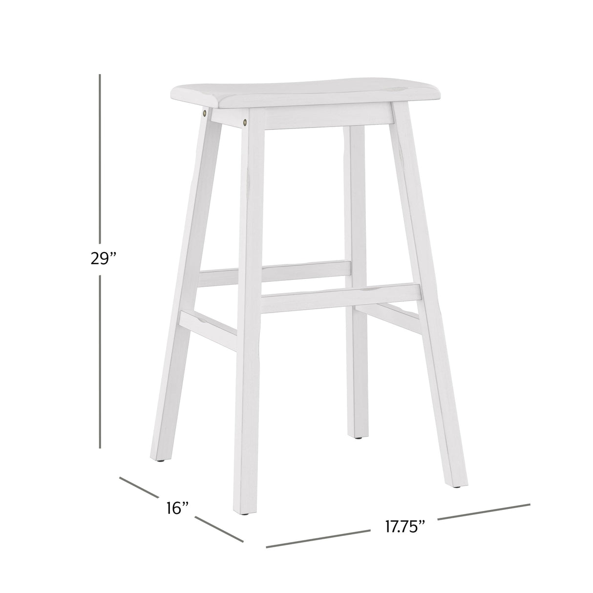 Hillsdale Moreno Wood Backless Bar Height Stool, 29" High, Sea White Hillsdale
