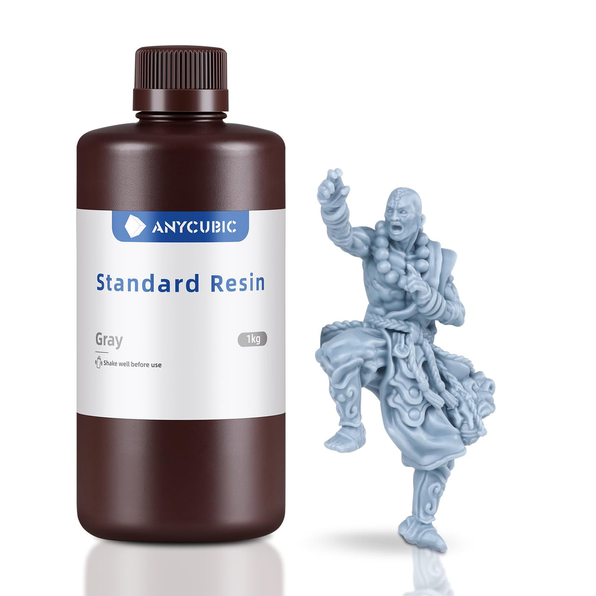 ANYCUBIC 3D Printer Resin, 405nm High Precision Fast Curing Photopolymer Resin for LCD 3D Printing 1kg Grey ANYCUBIC