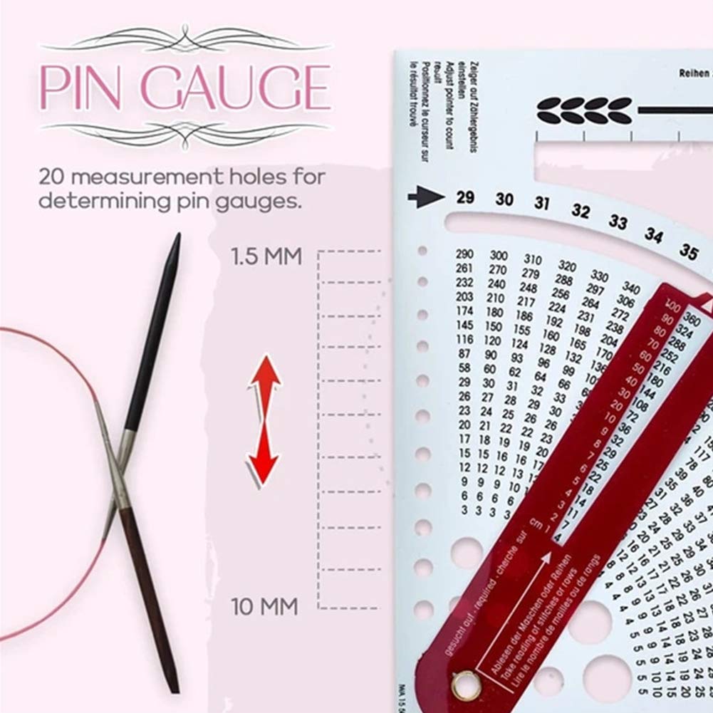 Knitting Gauge Converter Tool,Double-Sided Scale Knitting Stitch Calculator and Counting Frame Ruler,Knitting Tools for Sweater Knitting,Easy to Read KAIKAIXIN