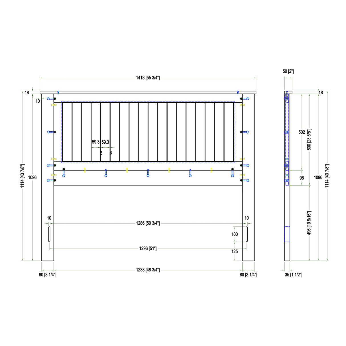 Glenwillow Home Wainscott Wood Panel Headboard in White - Queen Size Glenwillow Home