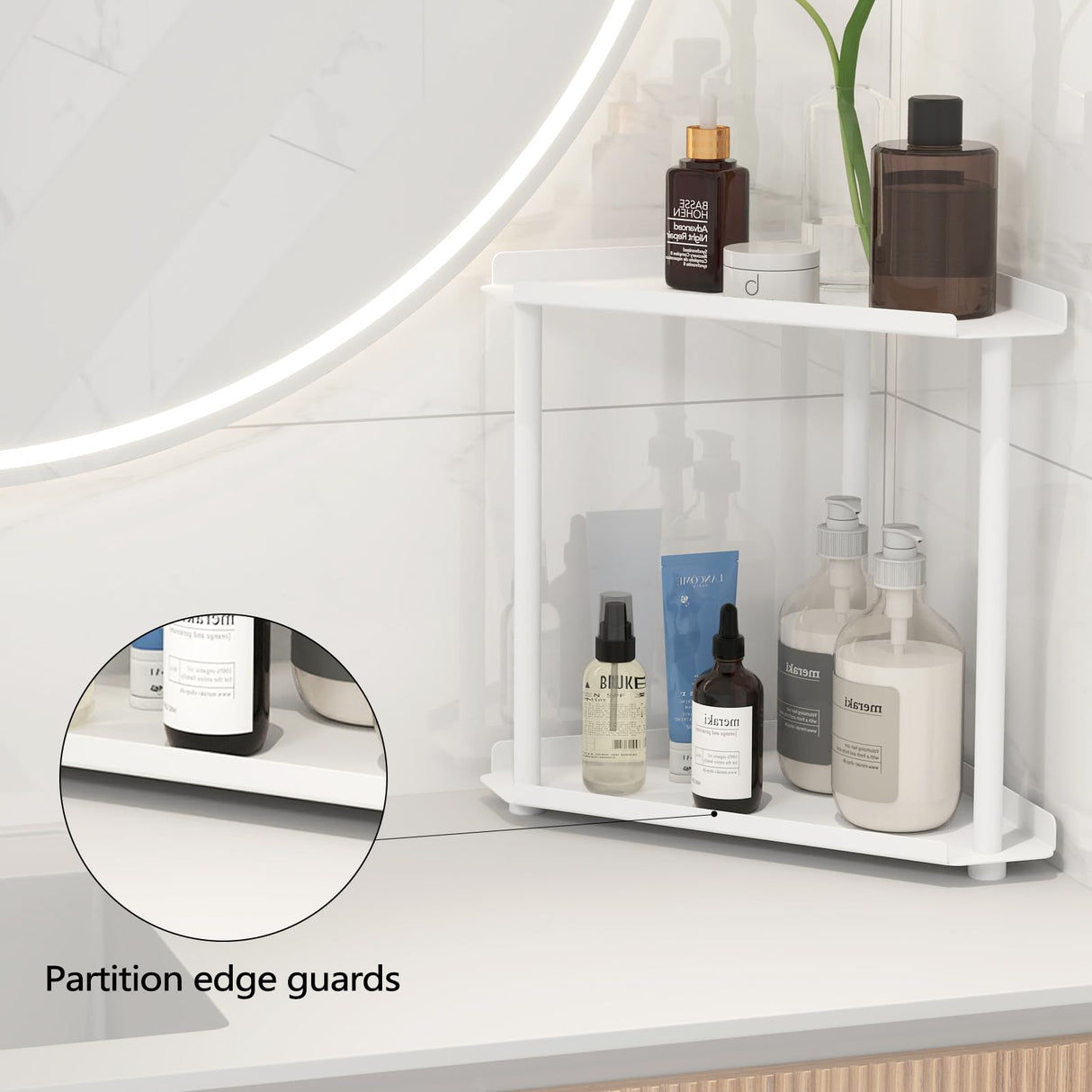 FLE Corner Bathroom Counter Organizer, Bathroom Organizer Countertop,Countertop Storage Shelf for Bath, Kitchen, Living Room, Bedroom FLE