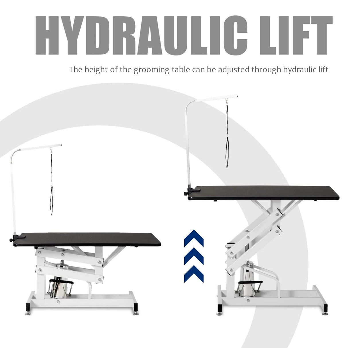 JETEAGO 42.5” Pet Dog Hydraulic Grooming Table Adjustable Height Trimming Drying Table with Arms, Noose for Small/Medium/Large Dogs, Cats, Maximum Capacity Up to 360lbs JETEAGO
