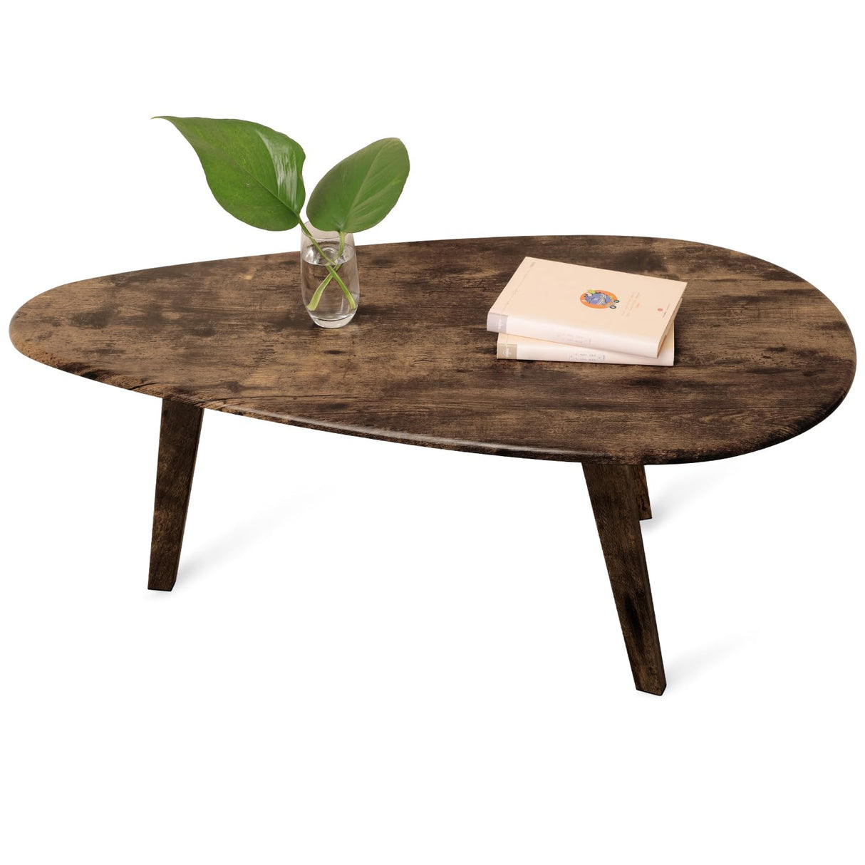 Modern Coffee Table for Living Room Small Mid Century Coffee Table Rustic Oval Coffee Tables Retro Accent Sofa Center Tables for Living Room Easy Assembly 22" D x 43" W x 18" H WDSHIYI
