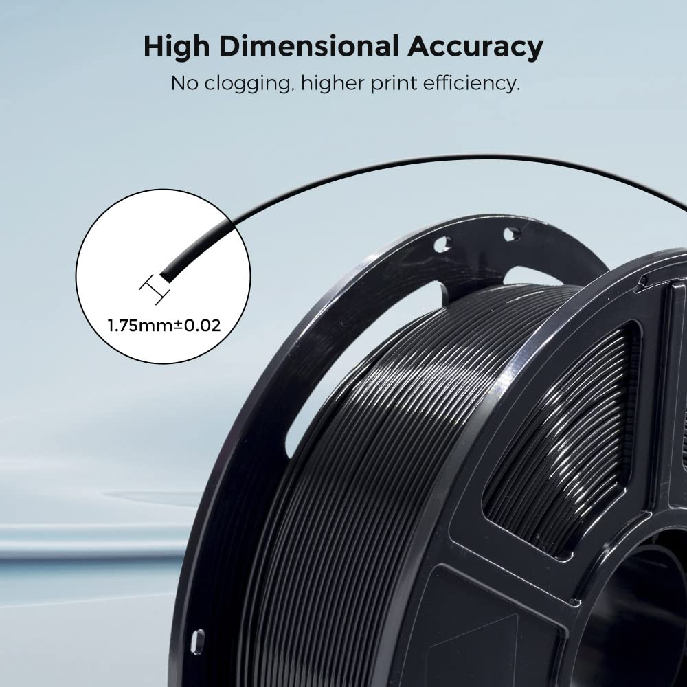 FLASHFORGE 3D Printer Filament, PLA PRO Filament 1.75mm, 1KG Spool (2.2lbs), Dimensional Accuracy +/- 0.02mm for FDM 3D Printers, Better Tenacity & No Knotting (Black) FLASHFORGE