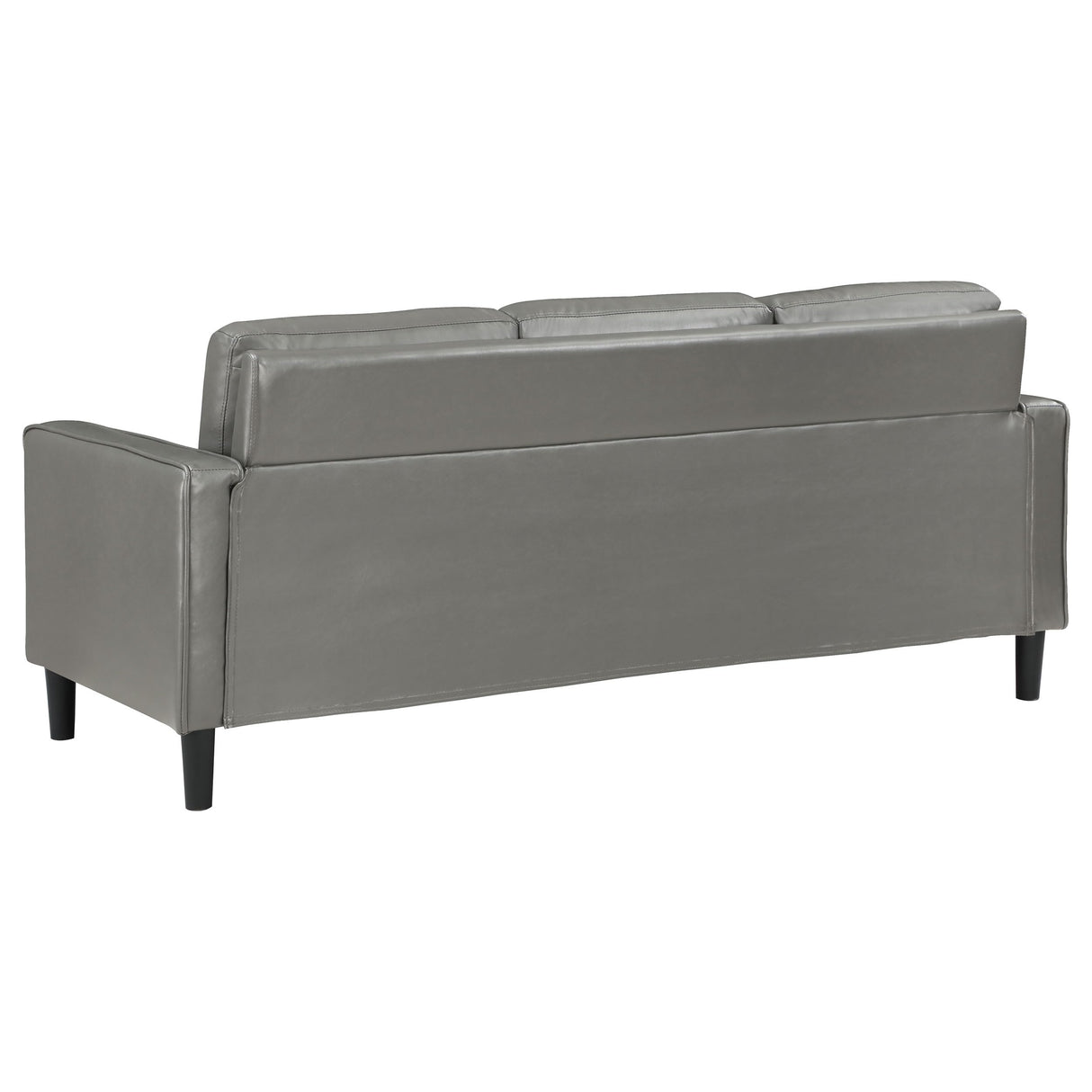 Coaster Home Furnishings - Ruth - Faux Leather Upholstered Track Arm Stationary Sofa with Foam Seat and Webbed Backrest - Transitional - Living Room - Gray - 508365 Coaster Fine Furniture