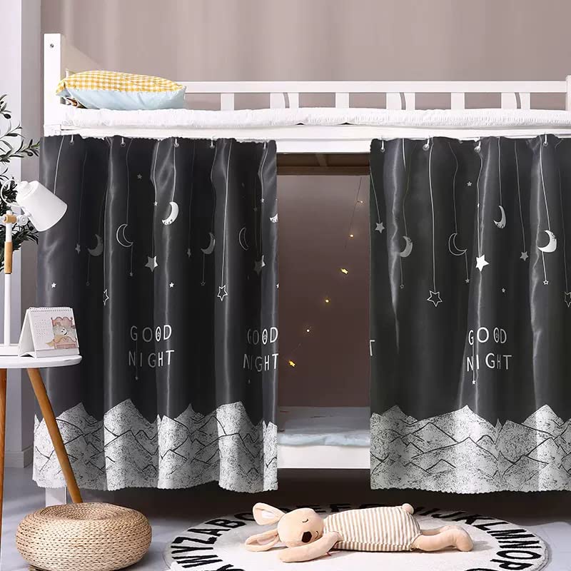 SIQITECHNO 2 Pieces Upper/Bottom Bunk Bed Curtains Dorm Home Blackout Privacy Bed Cloth Curtain Shading Breathable Dustproof Bed Canopy with Rope and Buckles for Kids Teen Loft Bed Single Sleeper SIQITECHNO