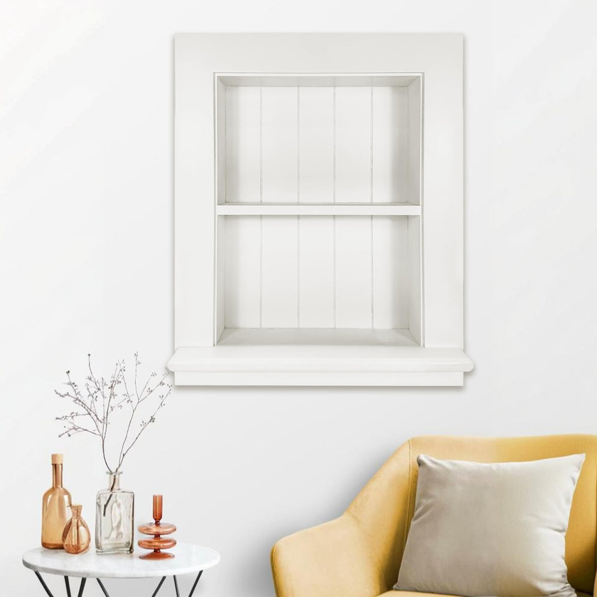 Royxen Bathroom Wall Cabinet with 2-Tier Shelves,Wooden Recessed Medicine Cabinet Over Toilet Storage Cabinet,Bathroom Cabinet Wall Mount for Home Storage, 14 x 18 Inch, White Royxen