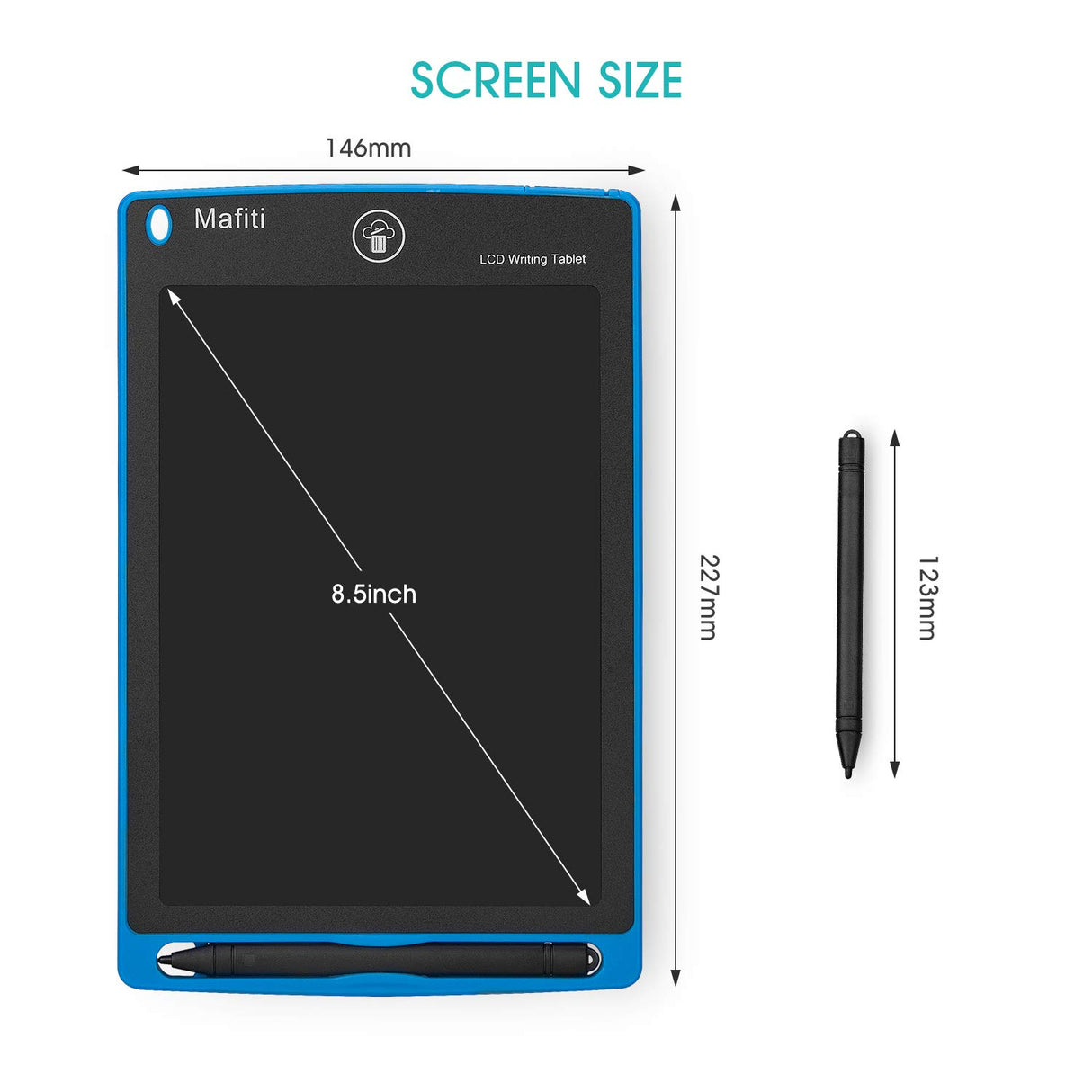 Mafiti LCD Writing Tablet 8.5 Inch Electronic Writing Drawing Pads Portable Doodle Board Gifts for Kids Office Memo Home Whiteboard Blue mafiti