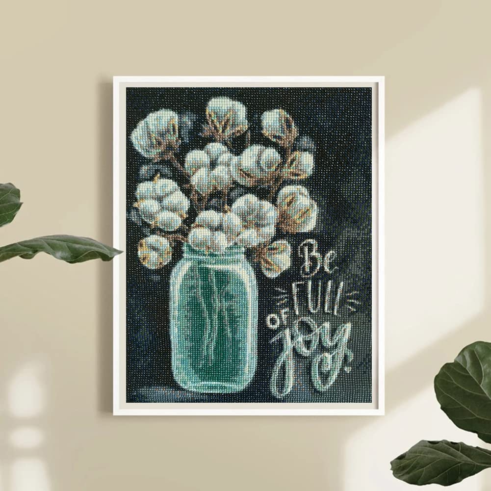 PDSLAIKE Diamond Painting Kits Flowers for Adults - Be Full of Joy Funny Saying Quote Home Decor DIY Art Craft 11.8x15.7in PDSLAIKE