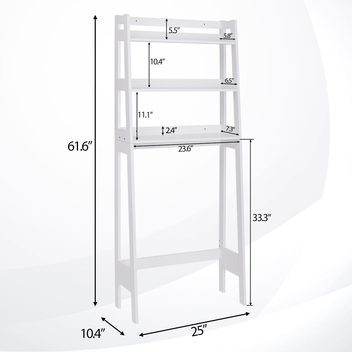 SUPER DEAL 3 Tiers Over The Toilet Bathroom Storage Shelf, Freestanding Wooden Bathroom Organizer Rack with Shelves for Laundry Restroom, White SUPER DEAL