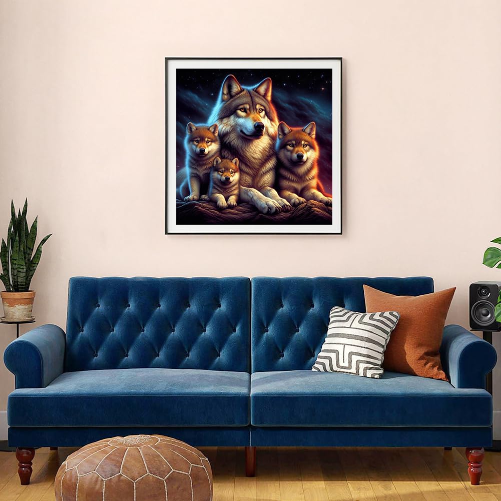 Anuver Wolf Diamond Painting Kits for Adults, 5D DIY Diamond Art Kits for Beginners, Full Drill Diamond Painting Kits for Home Wall Decor, 12x12 Inch Anuver