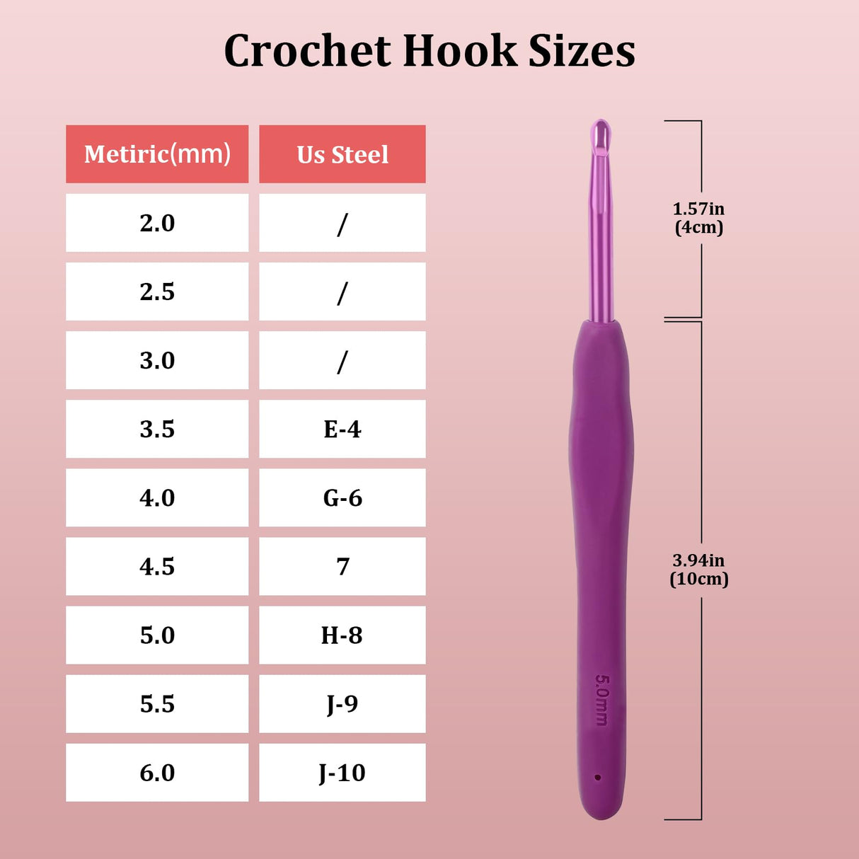 Looen Crochet Hooks 9-Piece Set, Ergonomic Rubber Grip Crochet Hook Set for Crocheting, Fine Knitting and Crochet Supplies, Crochet Kits for Arthritis Patients and Beginners. LOOEN