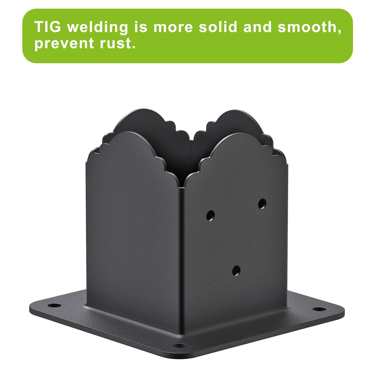 Insaga Decorative 4x4 Post Base, 4x4 Post Bracket (Inner Size 3.6" x 3.6"), Black Powder Coated Deck Railing Bracket, 4x4 Brackets for Wood Posts, Deck Post Support (Set of 4) Insaga