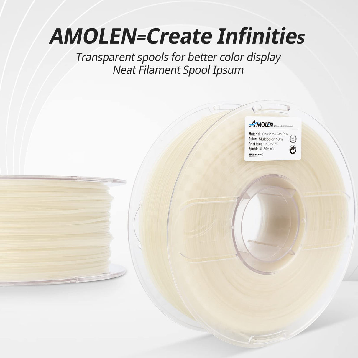 AMOLEN 3D Printer Filament, Glow in The Dark Filament Multicolor Rainbow PLA Filament, Blue, Green, Pink, Purple, Gradient 3D Filament Color Change in 10m, Dimensional Accuracy +/- 0.02 mm, 1kg Spool AMOLEN