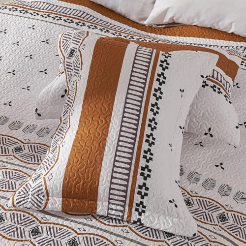 Cmfshape Boho Quilt Set Queen Size – Lightweight Microfiber Bohemian Quilt Bedding, All Season Queen Quilt Bedspread, Soft Boho Coverlet Quilt Set for Bedroom & Guest Room Décor Cmfshape