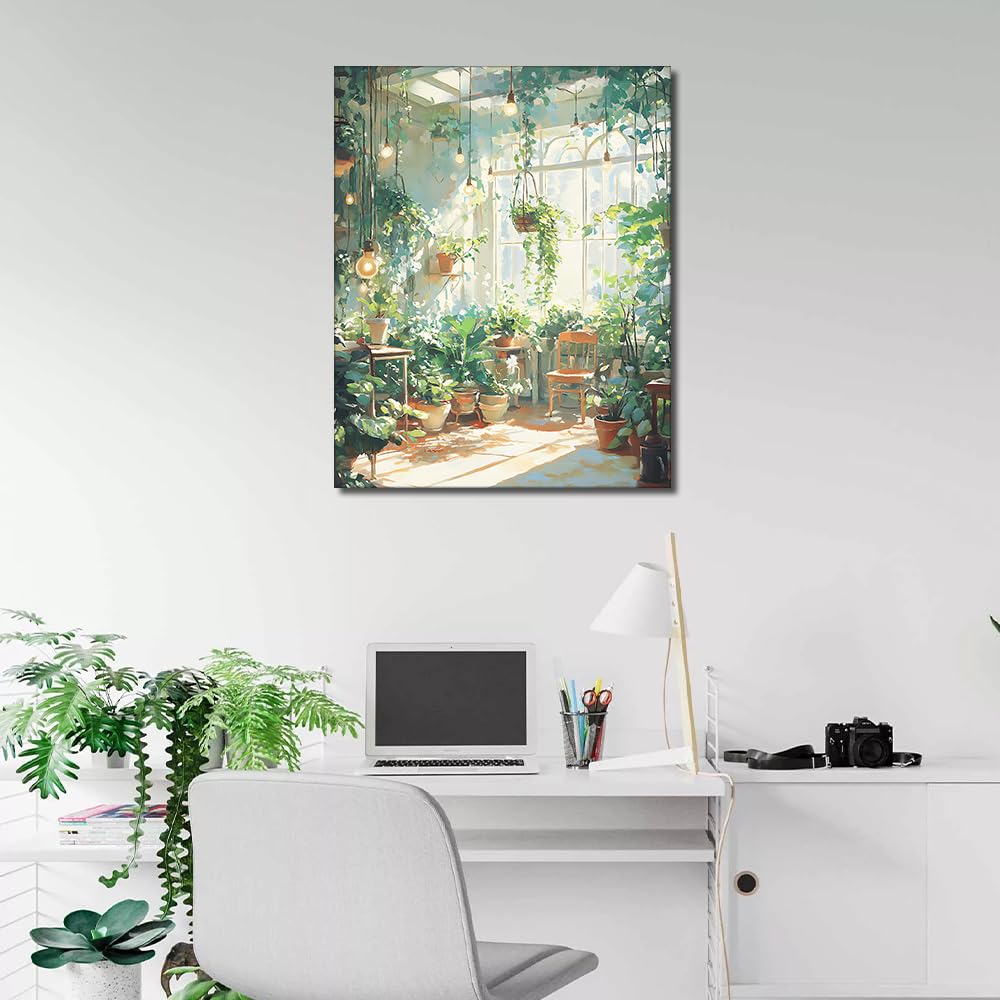 TUMOVO Paint by Numbers Kit for Adults Beginner Green Plants, Adult Paint by Number with Brushes Sunlight, DIY Acrylic Painting by Numbers for Gift Home Wall Decor 16"x20"(Frameless) TUMOVO