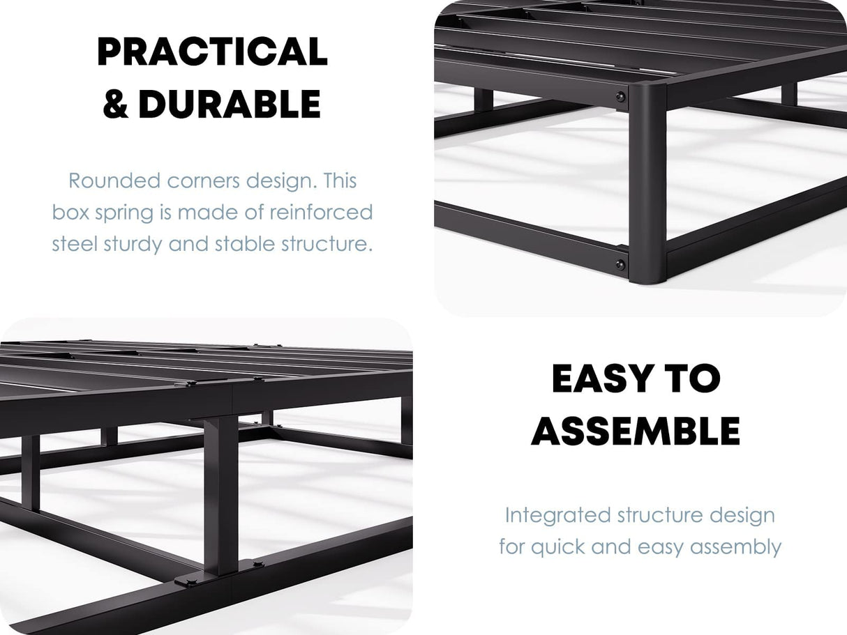 HUEIIS King Box Spring 5 Inch Low Profile Strong Metal Frame Mattress Foundation, Quiet Noise-Free,Easy Assembly, 3000lbs Max Weight Capacity HUEIIS
