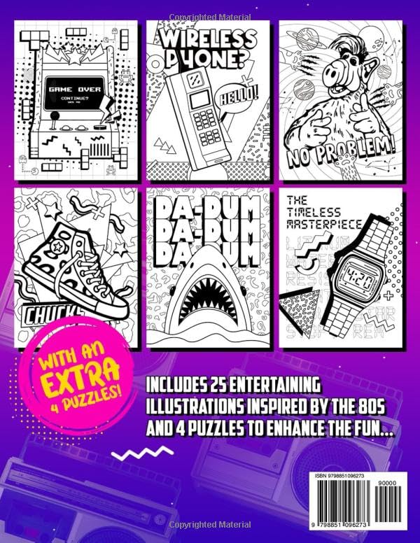 80'S COLORING BOOK - for adults: Relive the nostalgic 80s era by coloring accessories, devices, movies, and collectibles from that iconic time. WoodArtSupply