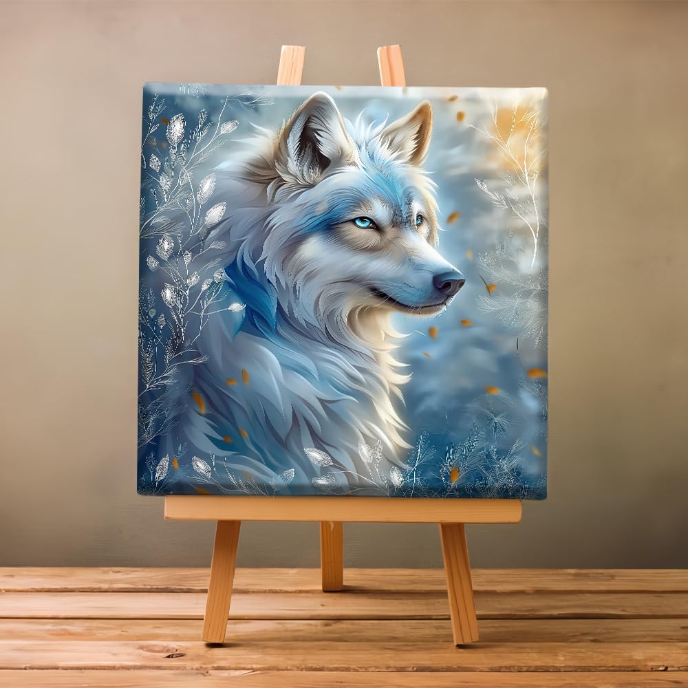 Natuyalo Wolf Paint by Number for Adults Framed, Easy Paint by Numbers for Adults Beginner with Frame, Animals DIY Acrylic Painting by Numbers for Home Wall Decor 12x12 Inch Natuyalo