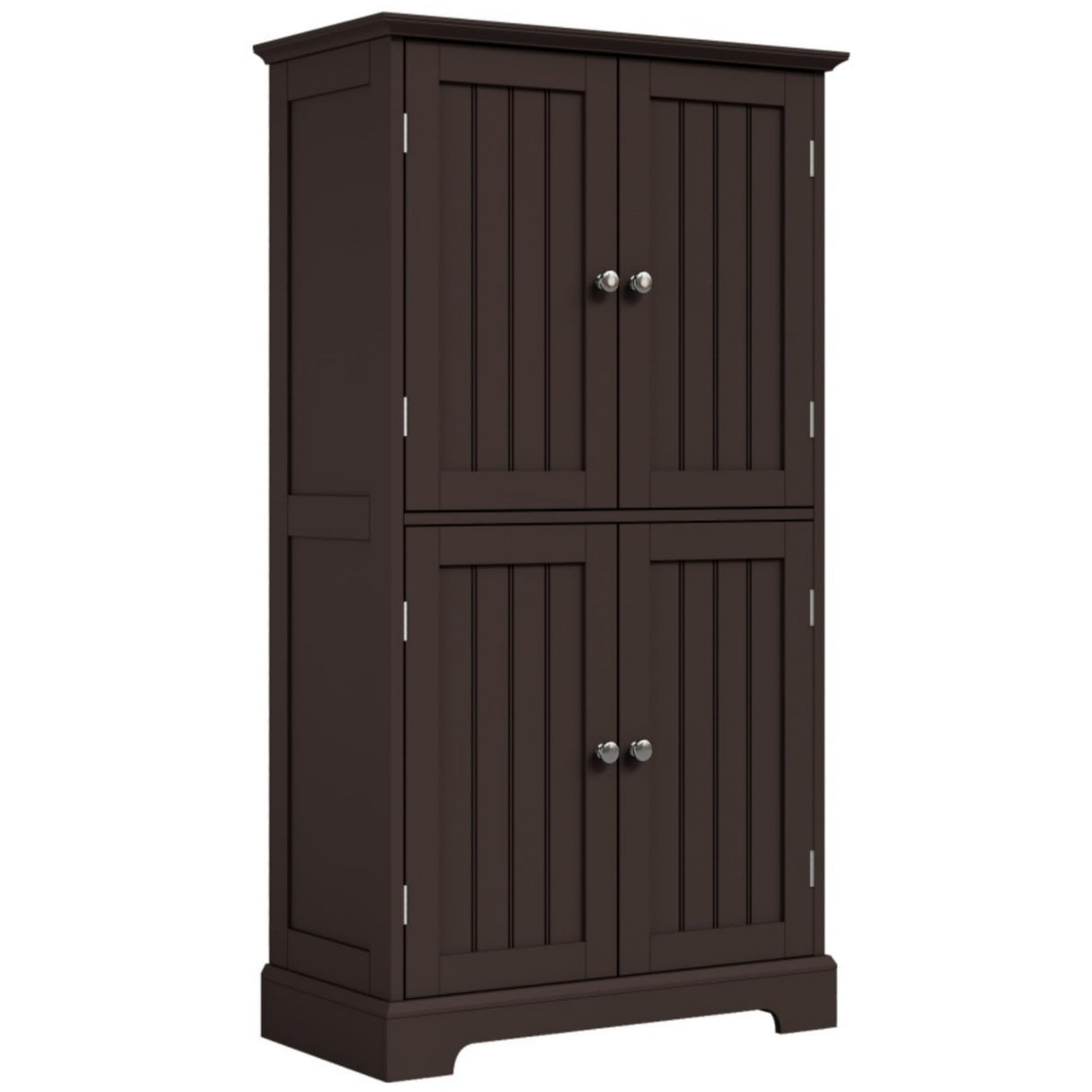 ChooChoo Bathroom Floor Cabinet, Modern Bathroom Storage Cabinet with 4 Doors and Adjustable Shelves, Freestanding Cupboard for Living Room, Espresso ChooChoo