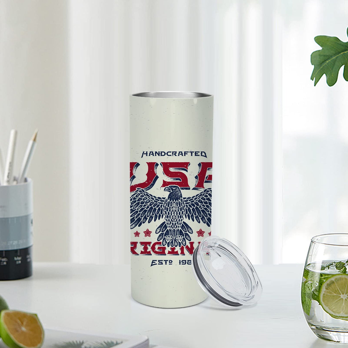 AGH 6 Pack 15OZ Sublimation Tumblers Straight Cups,Double Wall Vacuum Insulated Sublimation Tumblers with Straw,Polymer Coating for Heat Transfer AGH