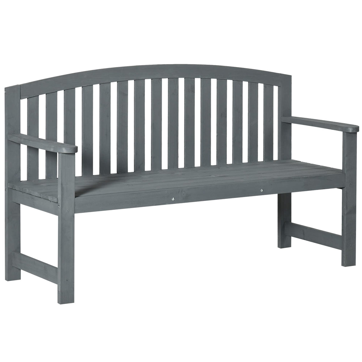 Outsunny 56" Grey Wooden Two-Seater Garden Bench with Backrest and Armrests Outsunny