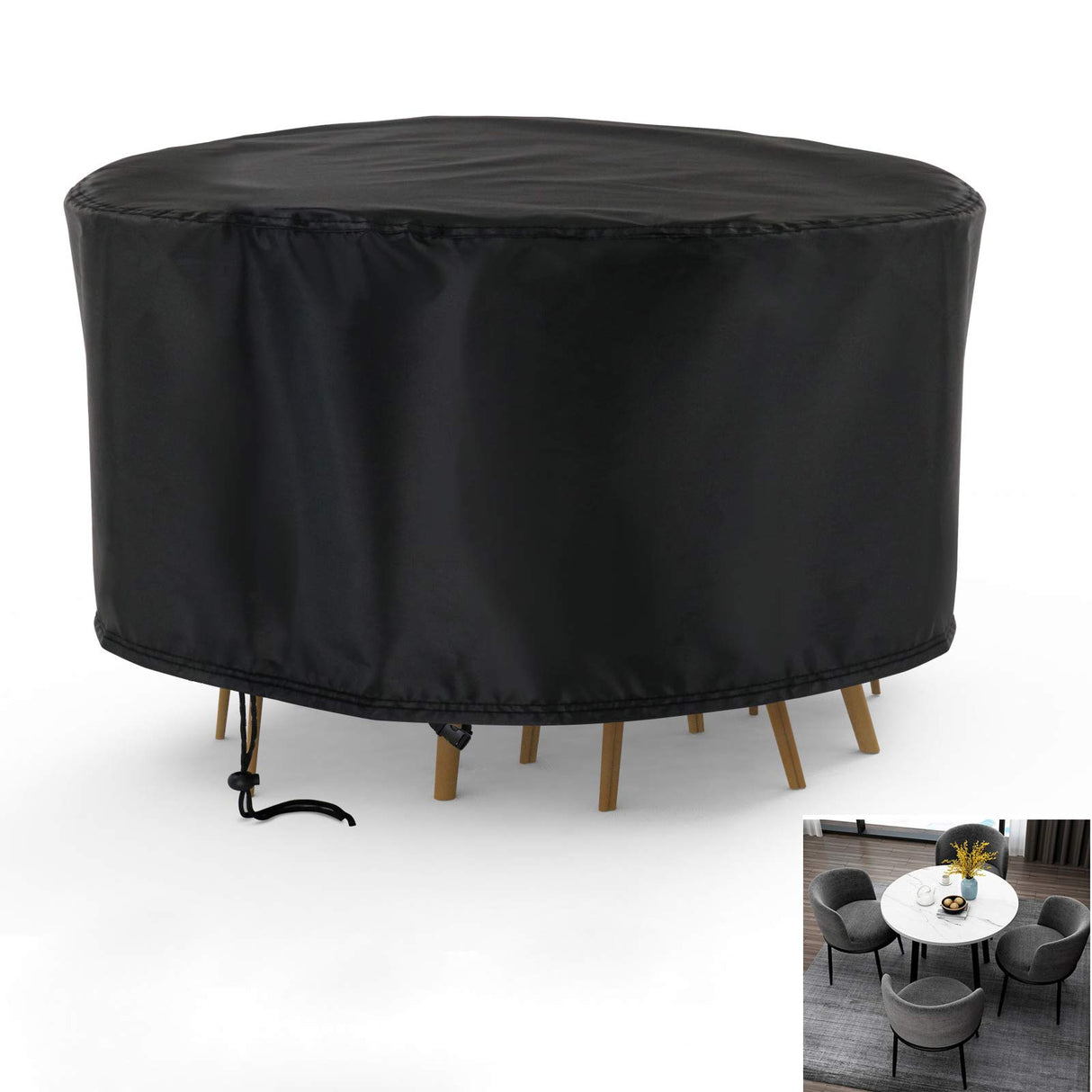 Rilime Patio Furniture Set Cover Round, Waterproof Round Patio Table Cover Outdoor Furniture Covers for Patio Furniture(73" D x 43" H) Rilime