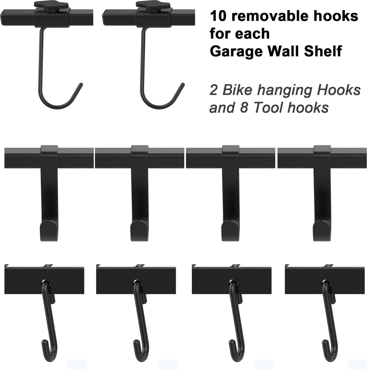lesolar Garage Wall Shelves 2 Pack 14.2"x31.5" Garage Shelving Wall Mount for Storage Rack Garage Wall Organizer Floating Shelves Includes 4 Bike and 16 Tool Hooks 500lbs Capacity lesolar