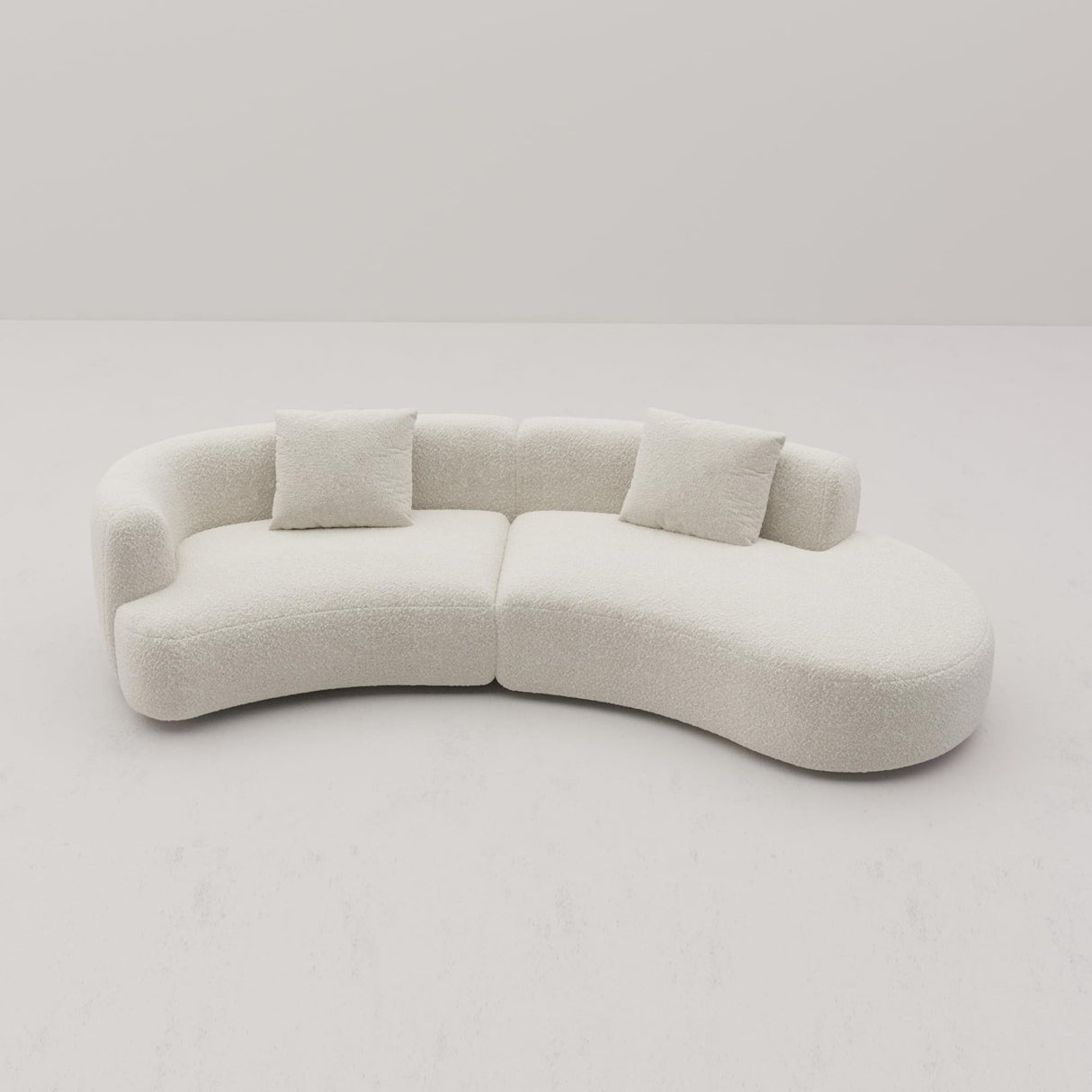 Acanva Modern Curved Sectional Living Room Couch, Minimalist Comfy Boucle Fabric Modular Sofa for Apartment, Home Office, 114" W Right Hand Facing, White Acanva