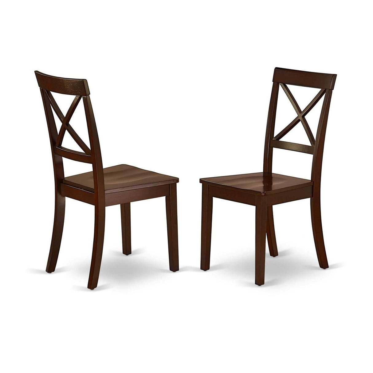 East West Furniture Boston Dining Cross Back Wood Seat Kitchen Chairs, Set of 2, Mahogany East West Furniture