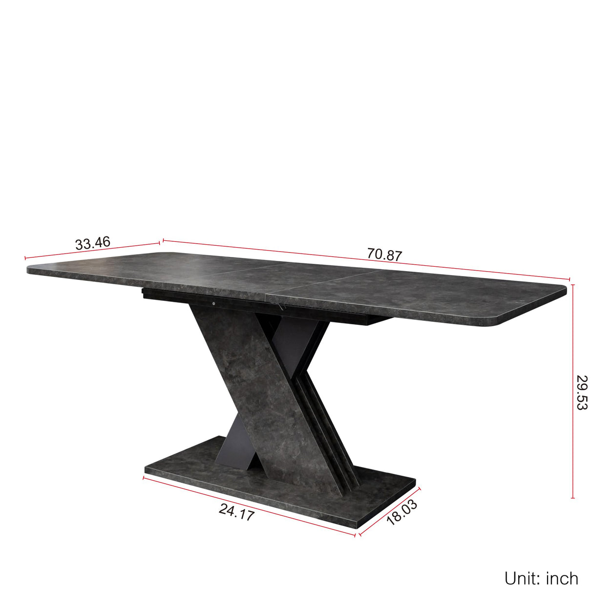 Mcltopz 70.87" Extendable Dining Tables for 4 to 8, Mid Century Modern Wooden Expandable Dining Table w/X-Shaped Base, Multifunctional Extendable Large Long Kitchen Dinner Table for Dining Room Black Mcltopz