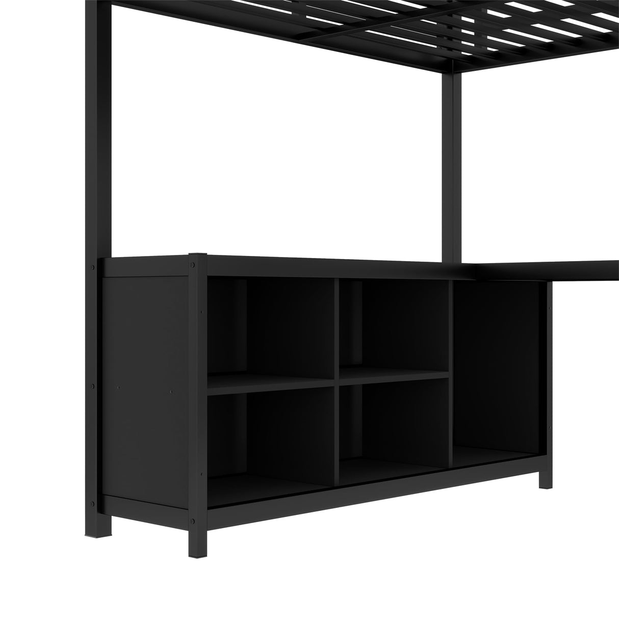 Bellemave Full Size loft Bed with L Desk, Wardrobe, Metal Full Loft Bed Frame for Adults, Kids, Teens, Black Bellemave