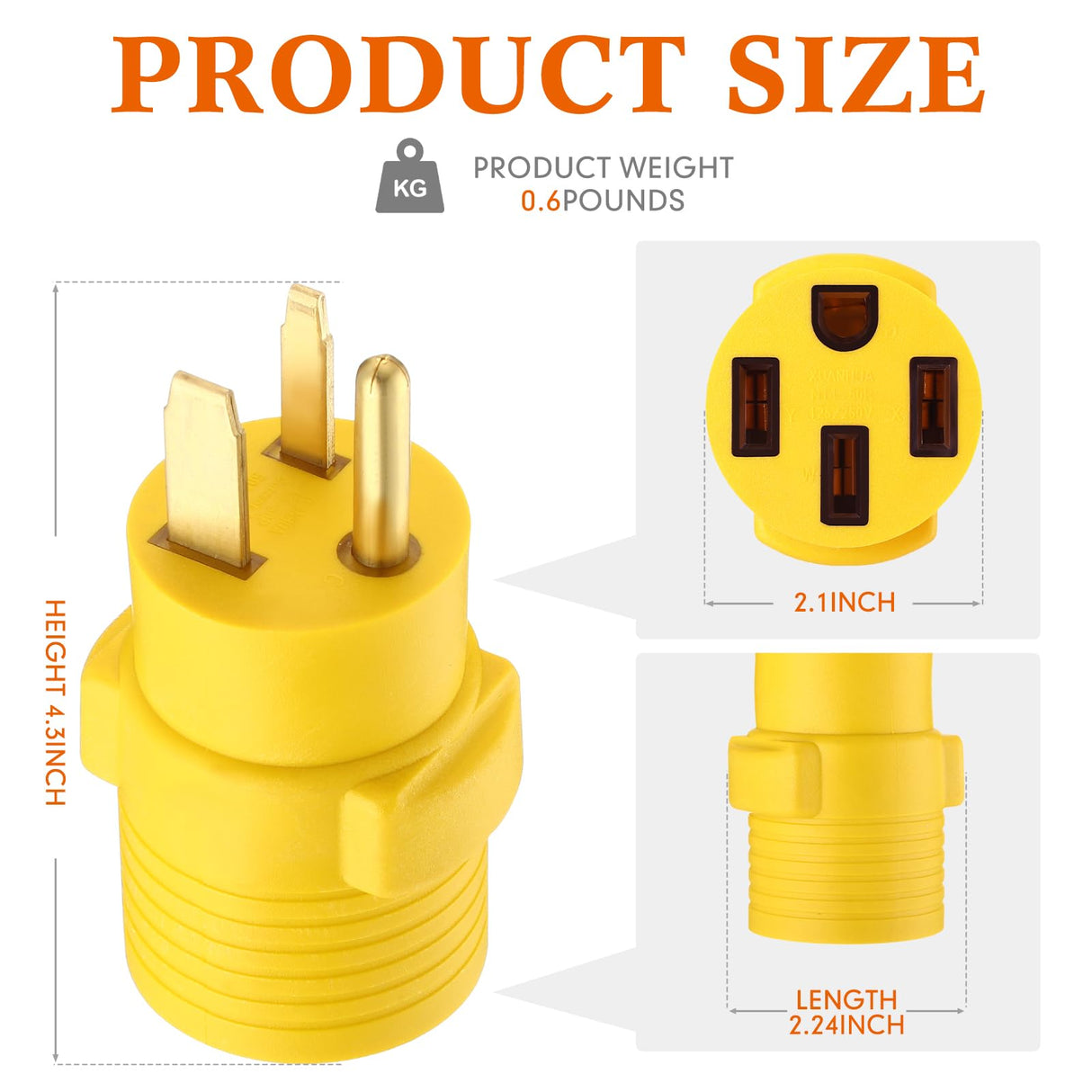 Kanayu EV Charger Adapter Compatible with NEMA 6-50P to 14-50R 50 Amp 3 Prong Welder Plug to 4 Prong Charging Connector, Welder Welding Dryer Charger Power Cord Adapter, EV use only, not for RV Kanayu