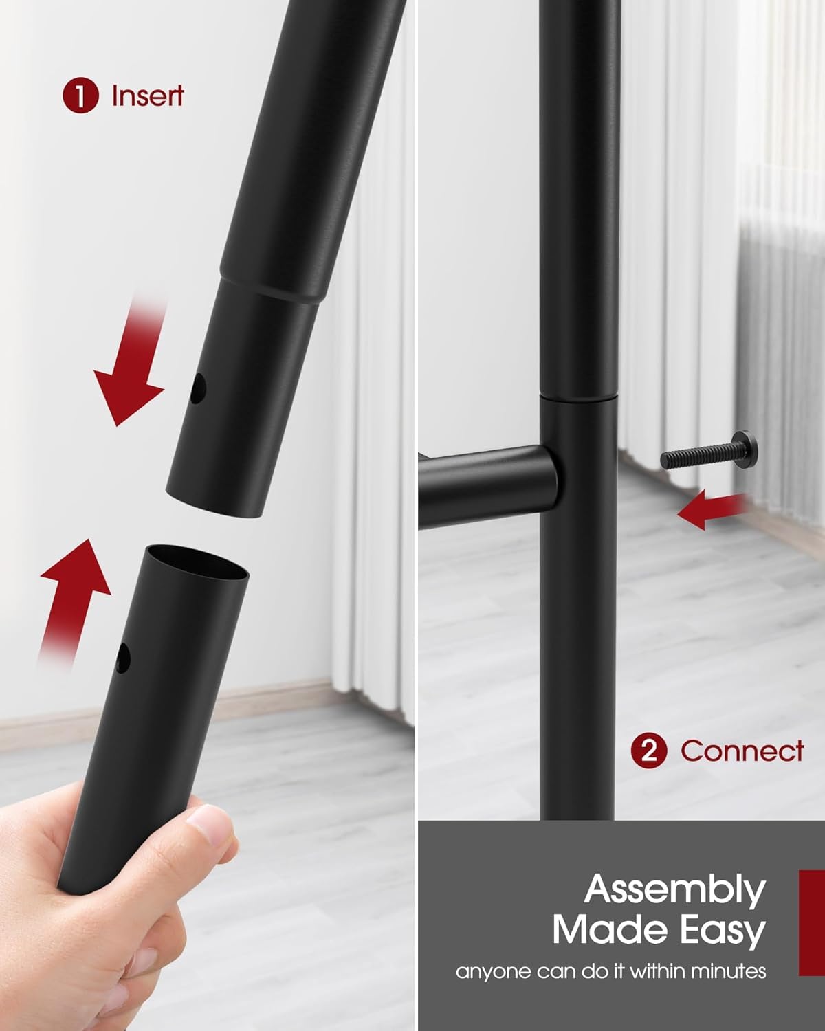 Sakugi Storage Shelves - 5 Tier Shelf Organizer, Heavy Duty Garage Shelving Unit with Leveling Feet, Stable Metal Shelves Organizer for Pantry, Kitchen and Closet, 47.3" W x 12.6" D x 60.8" H, Black Sakugi