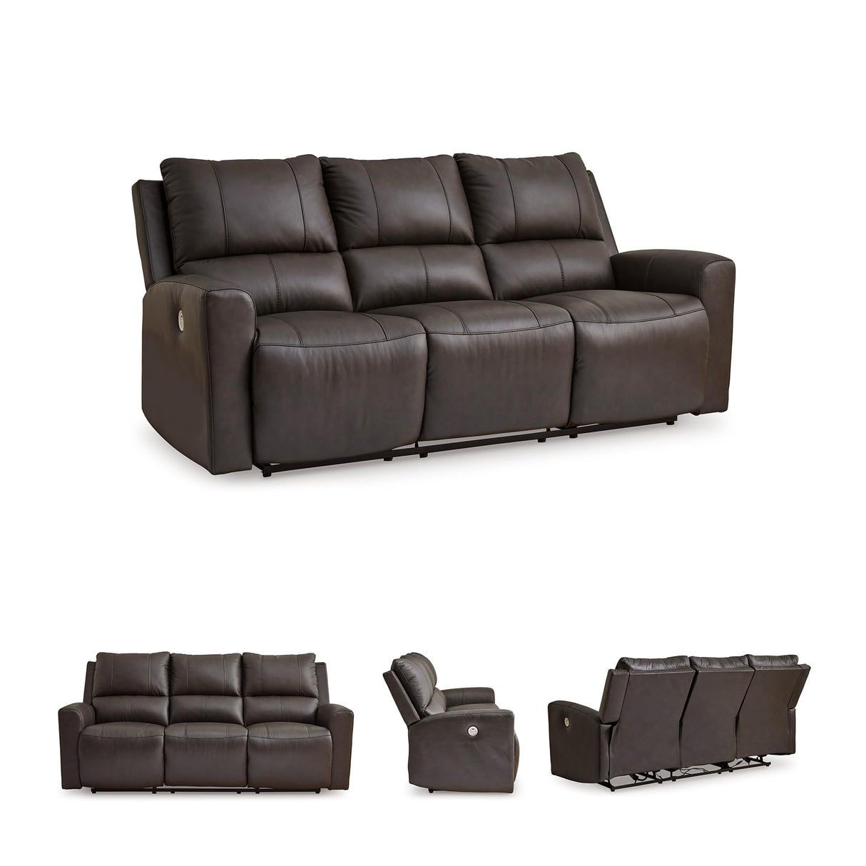Signature Design by Ashley Boxmere Modern Leather Match Power Reclining Sofa with USB Ports, Dark Brown Signature Design by Ashley