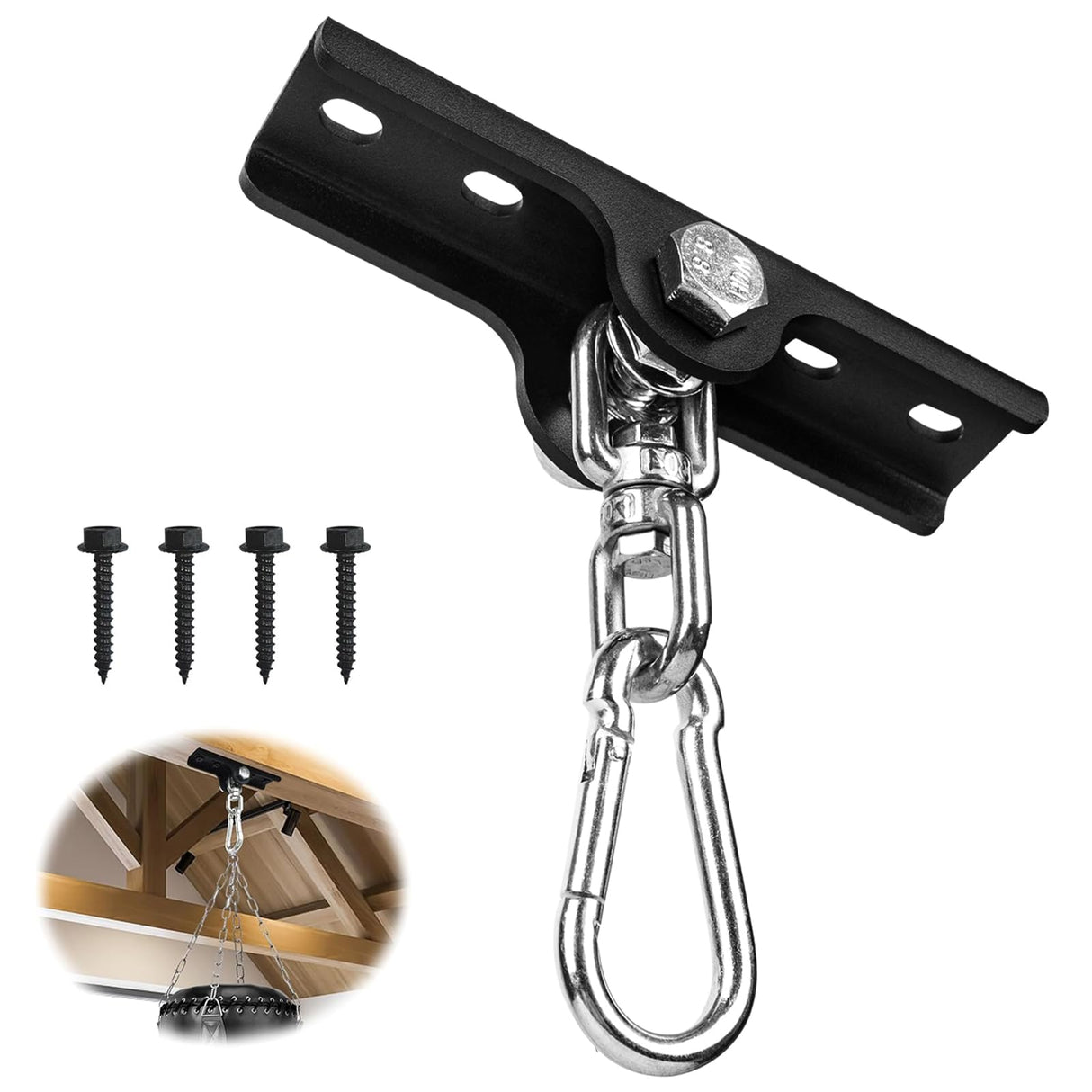 YZZHAJ Heavy Punching Boxing Bag Hanger, Wall Ceiling Heavy Bag Mount Wood Beam Hook, Heavy Bag Hangers Brackets 360° Rotating for Boxing Muay Thai Training, Aerial Yoga Swing & Hammock YZZHAJ
