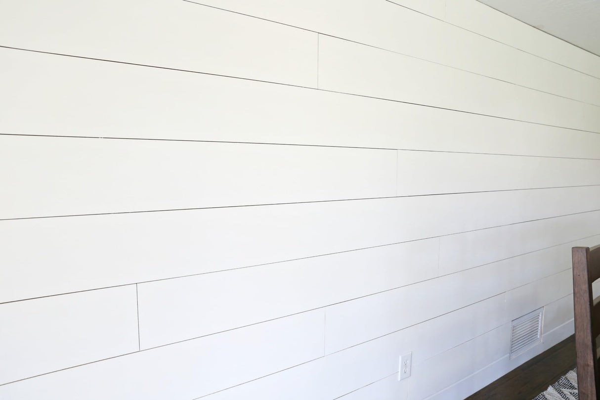 Luxdecor Real Wood Planks for Wall- White Shiplap Boards 5" Peel and Stick Shiplap Boards 10 Pieces Wall Shiplap Planks Board 12.5 Sq Ft Luxdecor