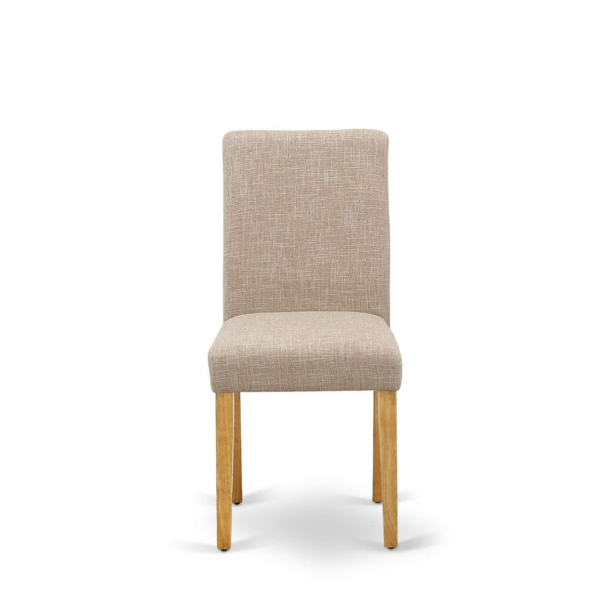 East West Furniture AVAB5-OAK-04 5 Piece Dining Room Table Set Includes an Oval Kitchen Table with Butterfly Leaf and 4 Light Tan Linen Fabric Parson Dining Chairs, 42x60 Inch, Oak East West Furniture